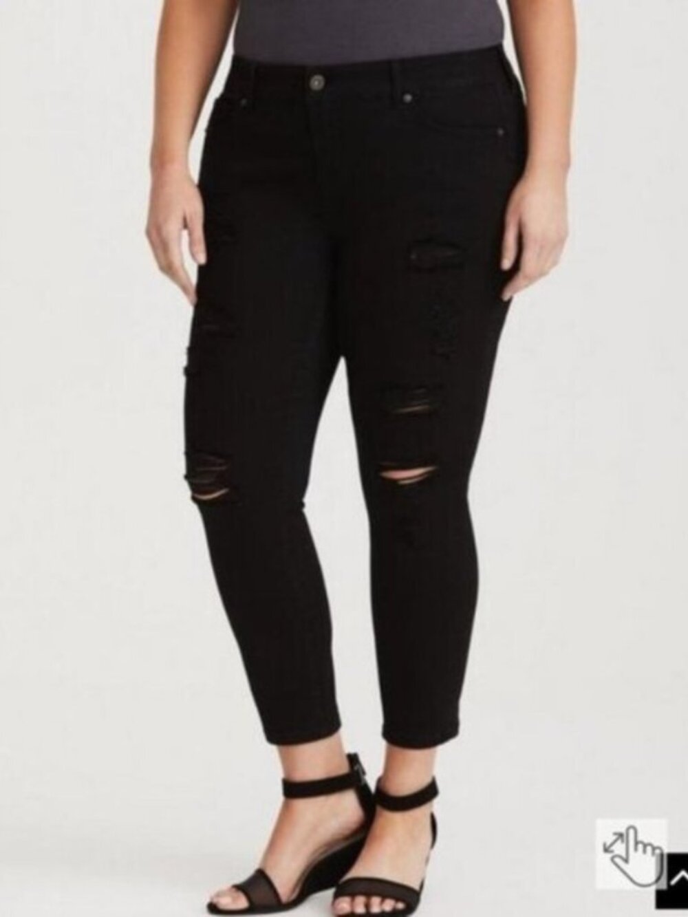 TORRID Black Stretch Skinny Ankle High-Rise Distressed Jeans Sz 24 Essential